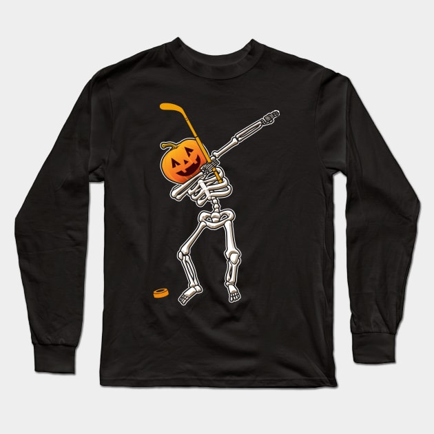 Halloween Dabbing Skeleton Hockey Long Sleeve T-Shirt by Marks Kayla